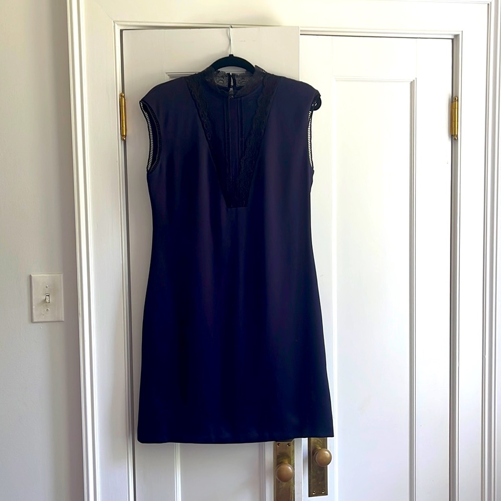 Ted Baker deep deep navy blue with black lace trim size 2